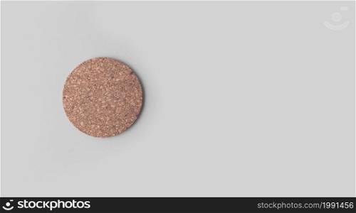 Blank beer coaster isolated on grey background.added copy space for text.