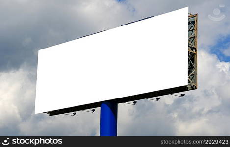 Blank billboard against the cloudy sky