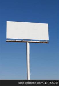 Blank billboard for new advertisement with blue sky background