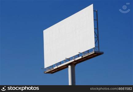 Blank billboard for new advertisement with blue sky background