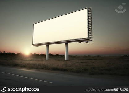 Blank billboard on an amazing sky. Generative AI