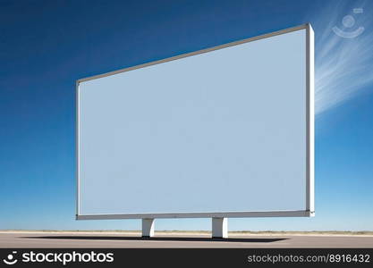 Blank billboard on an amazing sky. Generative AI