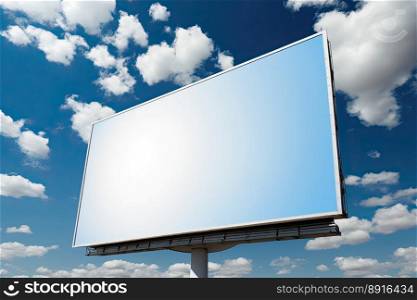 Blank billboard on an amazing sky. Generative AI