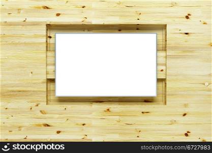 blank billboard on the wooden facade