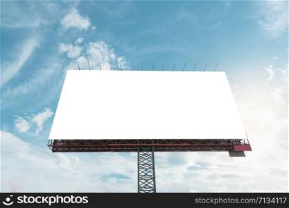Blank billboard with blue sky background
