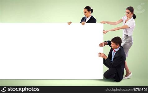 Blank billboard with business people