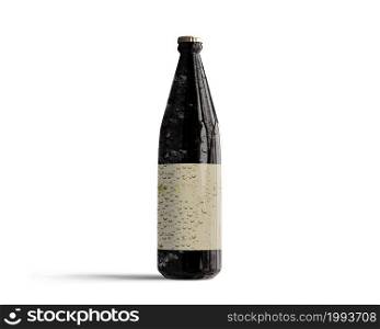Blank black beer bottle mockup label, isolated. Dark alcohol beverage bottle mock up.oktoberfest concept.