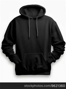 blank Black hoodie mockup with copy space on white background. design clothes print Ai generated