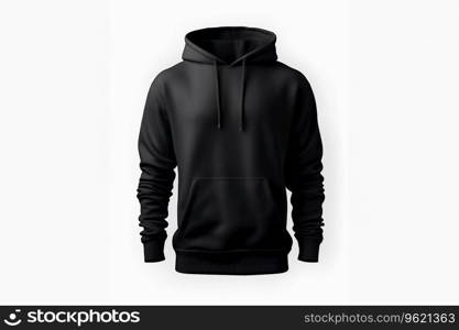 blank Black hoodie mockup with copy space on white background. design clothes print Ai generated