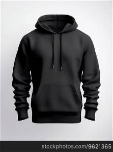 blank Black hoodie mockup with copy space on white background. design clothes print Ai generated