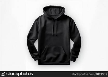 blank Black hoodie mockup with copy space on white background. design clothes print Ai generatedd. blank Black hoodie mockup with copy space on white background. design clothes print Ai generated