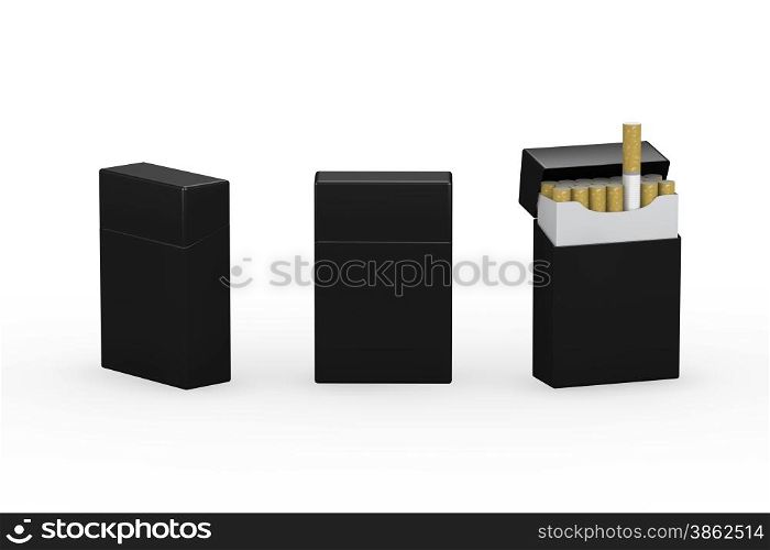 Blank black package of cigarettes with clipping path, ready for your label, artwork and design