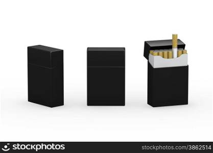 Blank black package of cigarettes with clipping path, ready for your label, artwork and design