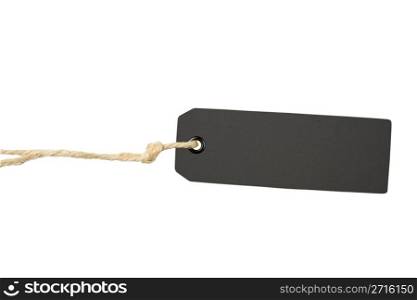 Blank black product info label isolated on white background with clipping path