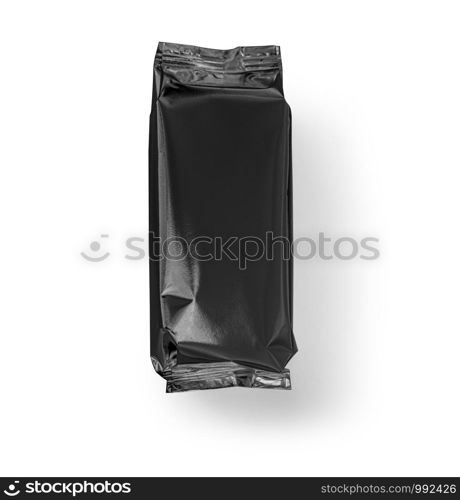 blank black product packaging on white background with clipping path