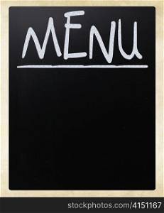 Blank blackboard with white chalk smudges used a restaurant menu.