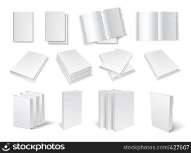 Blank book templates set isolated on white background. Blank book templates set