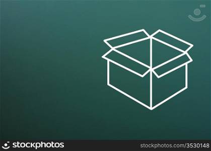 Blank box drawn on a green chalkboard background for text writing and design
