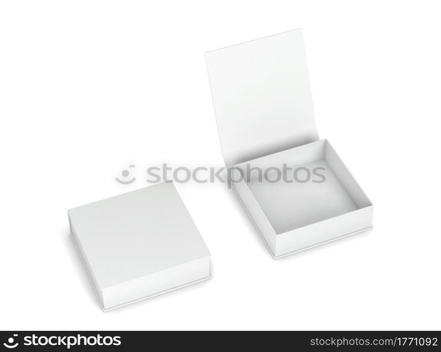 Blank box packaging mockup. 3d illustration isolated on white background