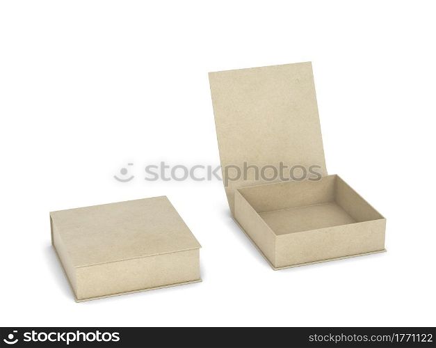 Blank box packaging mockup. 3d illustration isolated on white background