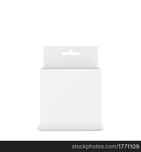 Blank box packaging with hanger mockup. 3d illustration isolated on white background