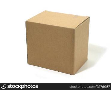 Blank brown cardboard box isolated on white background