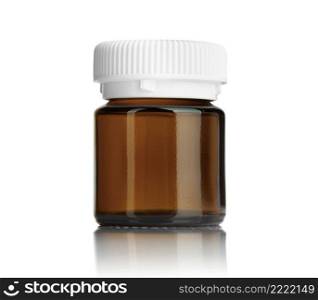 Blank brown glass supplement product bottle isolated on white background. With clipping path