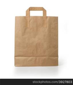 Blank brown paper bag isolated on white background. With clipping path