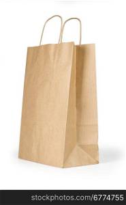 Blank brown paper bag isolated on white background with clipping path