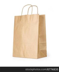 Blank brown paper bag isolated on white background with clipping path