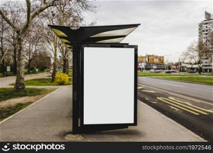 blank bus stop advertising billboard city. High resolution photo. blank bus stop advertising billboard city. High quality photo