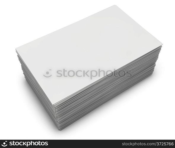 Blank business cards stack isolated on white background.