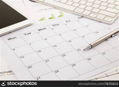 blank calendar for note, work management with timetable