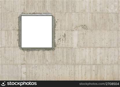 Blank canvas on concrete wall