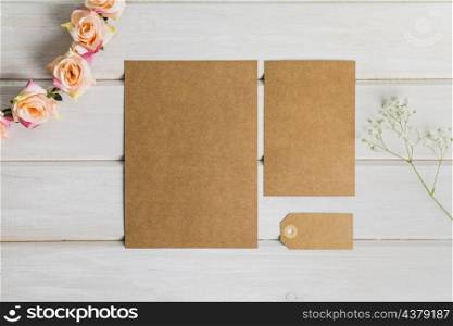 blank cardboard stationery set