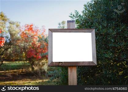 Blank cartel for advertising in the nature