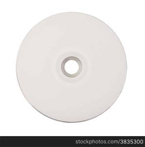 Blank CD or DVD on white background.