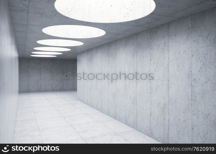 blank concrete space interior, 3d rendering