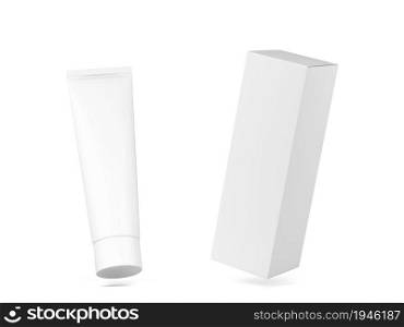 Blank cosmetic tube packaging mockup. 3d illustration isolated on white background