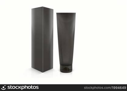 Blank cosmetic tube with packaging mockup isolated on white background. 3d rendering, fit for your design element.