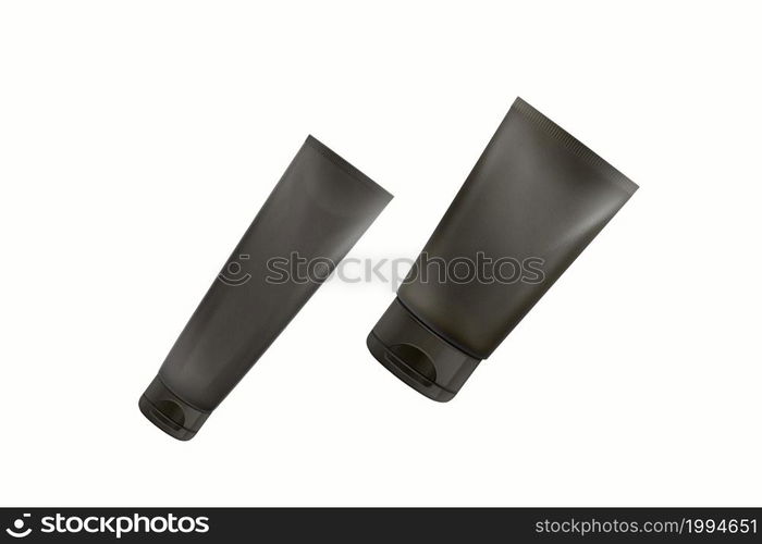 Blank cosmetic tube with packaging mockup isolated on white background. 3d rendering, fit for your design element.