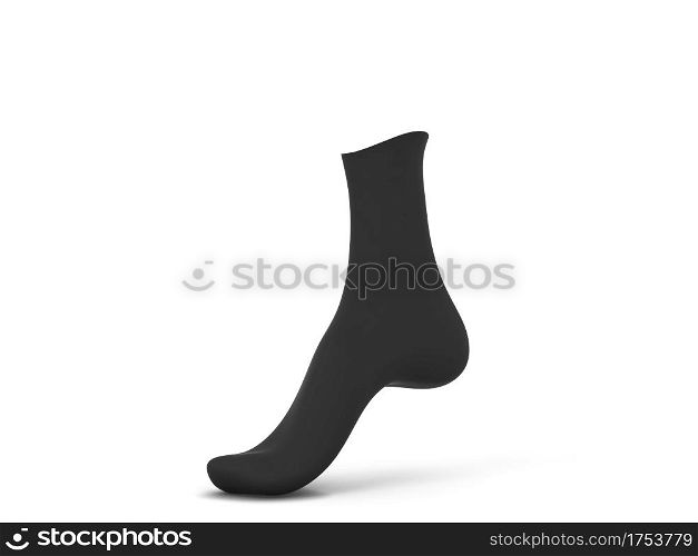 Blank cotton sock mockup. 3d illustration isolated on white background