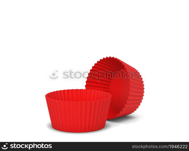 Blank cupcake silicon form. 3d illustration isolated on white background. Bakery utensil