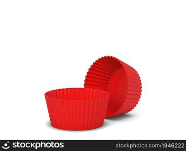 Blank cupcake silicon form. 3d illustration isolated on white background. Bakery utensil