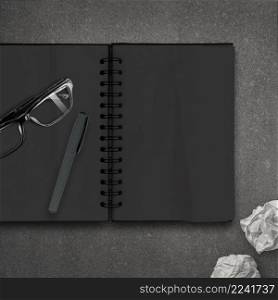 blank dark note book as concept 