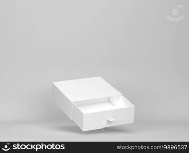 Blank drawer box mockup. 3d illustration on gray background 