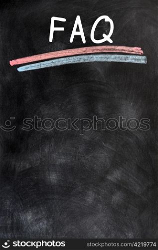 Blank FAQ background with white chalk eraser smudges on a blackboard