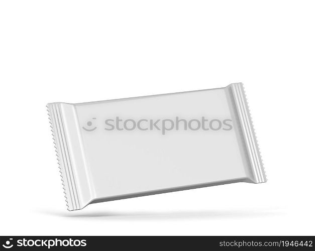 Blank flow pack mockup. 3d illustration isolated on white background