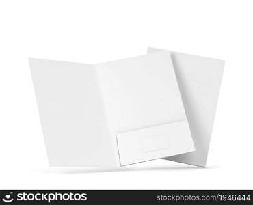 Blank folder with business card mockup. 3d illustration isolated on white background