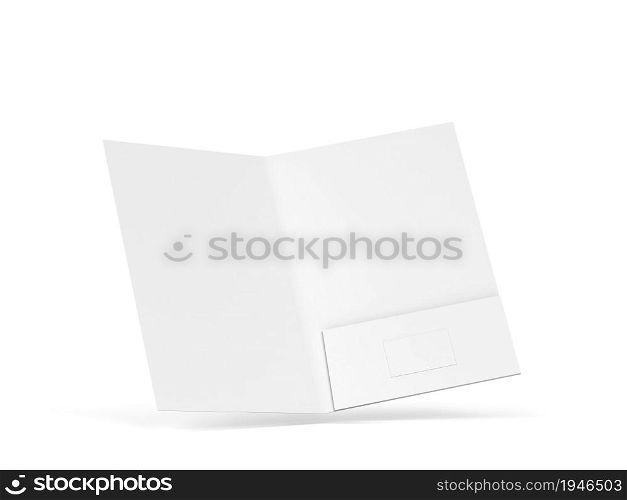 Blank folder with business card mockup. 3d illustration isolated on white background